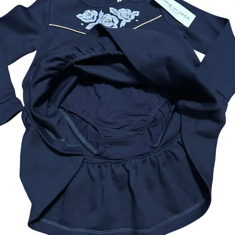 Janie and Jack | NWT Blue Rose Embroidered Long Sleeve Dress 18-24 months